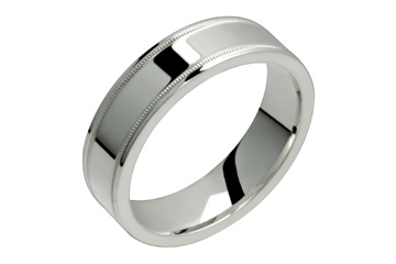 Flat Comfort Fit 6 mm Platinum Ring With Milled Edges