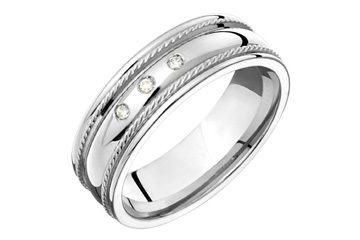 1/20 Carat White Gold 14kt Rope Chain Diamond Wedding Band