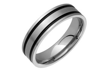 Titaniium Ring With Black Resin Grooves