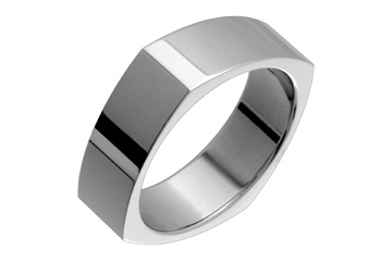 Flat Comfort Fit Square Titanium Ring