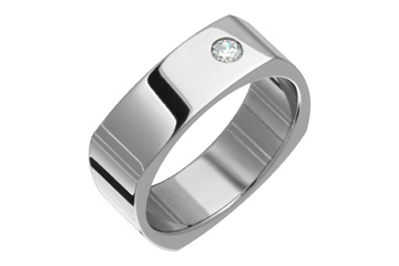 1/10 Carat Diamond Square Titanium Ring