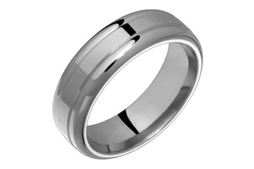 Flat Comfort Fit Titanium Ring With Delicate Grooves