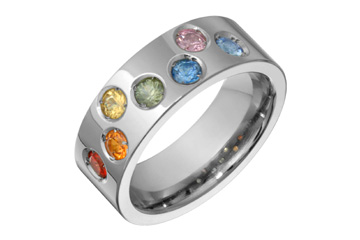 Rainbow Multicolored Sapphire Titanium Ring
