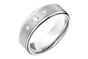 3/25 Carat White Gold 14kt Three Diamond Wedding Band
