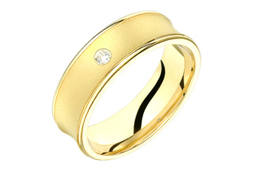 3/100 Carat Yellow Gold 14kt Diamond Concaved Wedding Band