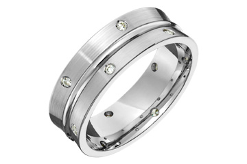 9/50 Carat White Gold Wedding Band with Scattered Diamonds