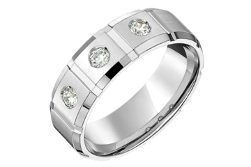 21/100 Carat White Gold 14kt Three-Stone Diamond Wedding Band