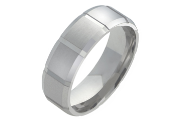14kt White Gold Wedding with Parallel Carving