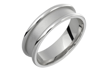 14kt White Gold Wedding Band with Grooved Edges