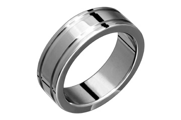 Flat Comfort Fit Double Grooved Titanium Ring