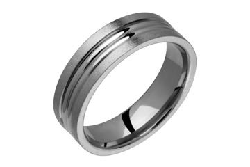 Flat Comfort Fit Dual Grooved Center Titanium Ring