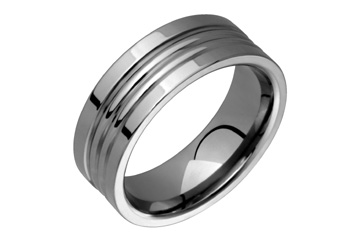 Vibrant Titanium Ring With Center Grooves