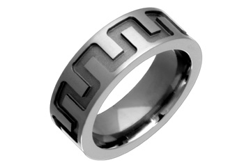 Flat Comfort Fit Titanium Ring With Maze Design