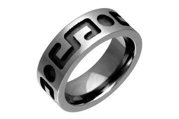 Deep Carved Flat Comfort Fit Titanium Ring