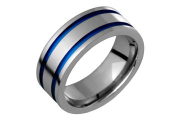 Titanium Ring With Blue Inlay