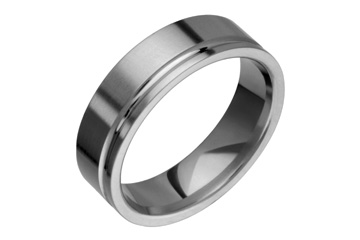 Flat Comfort Fit Titanium Ring With Lopsided Groove