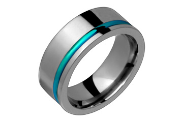 Titanium Ring With Teal Inlay