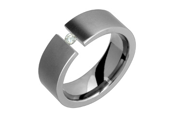7/100 Carat Diamond Tension Set Titanium Ring