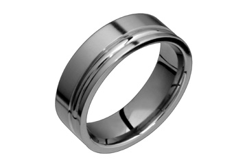 Flat Comfort Fit One-Sided Groove Titanium Ring
