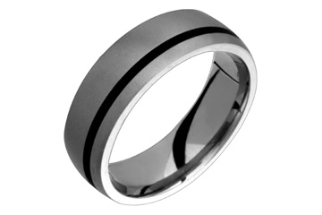 Half Round Titanium Ring With Black Resin