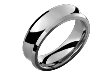 Flat Comfort Fit Titanium Ring With Concave Center