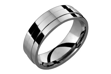 Flat Comfort Fit Titanium Ring With Raised Center