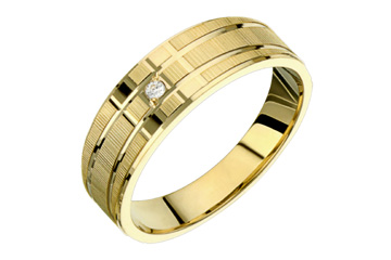 3/100 Carat Yellow Gold Carved Diamond Wedding Band