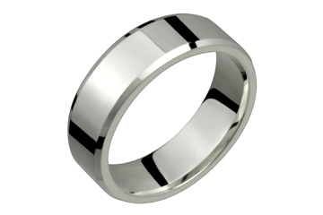 Flat Comfort Fit 7 mm Platinum Ring With Beveled Edges