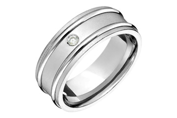 1/20 Carat White Gold Double Ridge Diamond Wedding Band