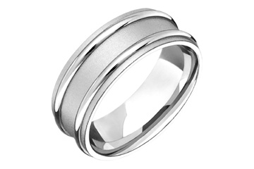 14kt White Gold Double Ridge Wedding Band