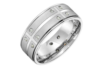 1/5 Carat White Gold 14kt Grooved Diamond Eternity Band