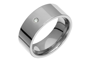 Flat Style Titanium Band With Diamond