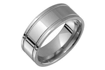 Grooved Edges Flat Comfort Fit Titanium Ring