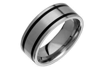 Bold Titanium Ring With Black Resin Channels