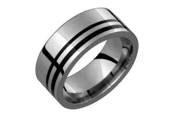 Black Resin Double Groove Titanium Ring