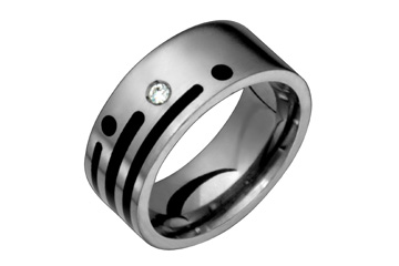 1/25 Carat Diamond Black Resin & Titanium Ring