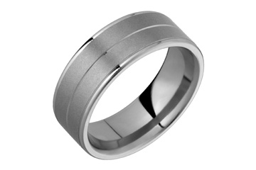 Bold Titanium Ring With Polished Grooves