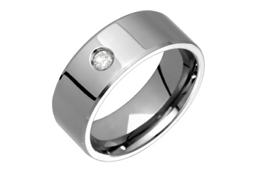 1/10 Carat Diamond Flat Style Titanium Band