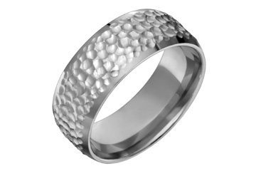 Hammered Titanium Ring With Flat Profile