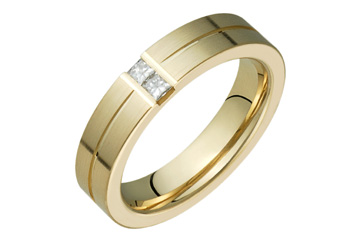 1/10 Carat Yellow Gold 14kt Princess Cut Diamond Wedding Band