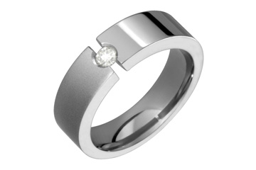 1/10 Carat Diamond Tension Set Titanium Ring