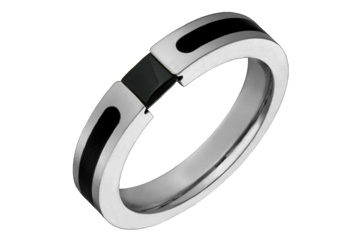 Black Onyx Tension Set Titanium Ring