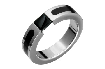 Black Inlay Tension Set Titanium Ring With Black Onyx