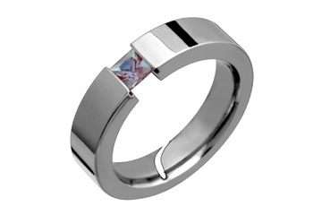 Tension Set Alexandrite Titanium Ring