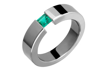 Tension Square Emerald Titanium Ring