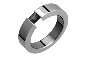Titanium Square Smokey Topaz Tension Set Ring