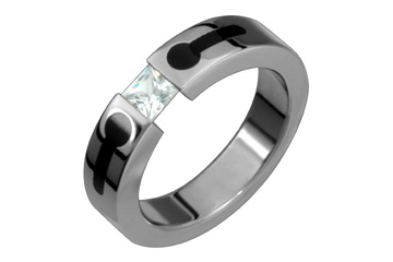 1/4 Carat Diamond Black Inlay Tension Set Titanium Ring