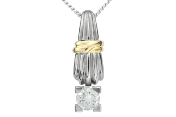 9/20 Carat Two-Tone Diamond Solitaire Pendant With Chain