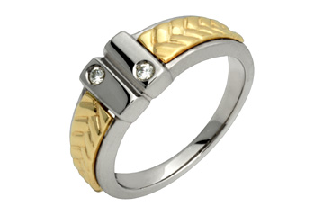 14K Two-Tone Diamond Wedding Band