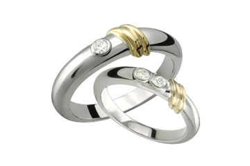 14K Yellow & White Gold Diamond His & Hers Rings